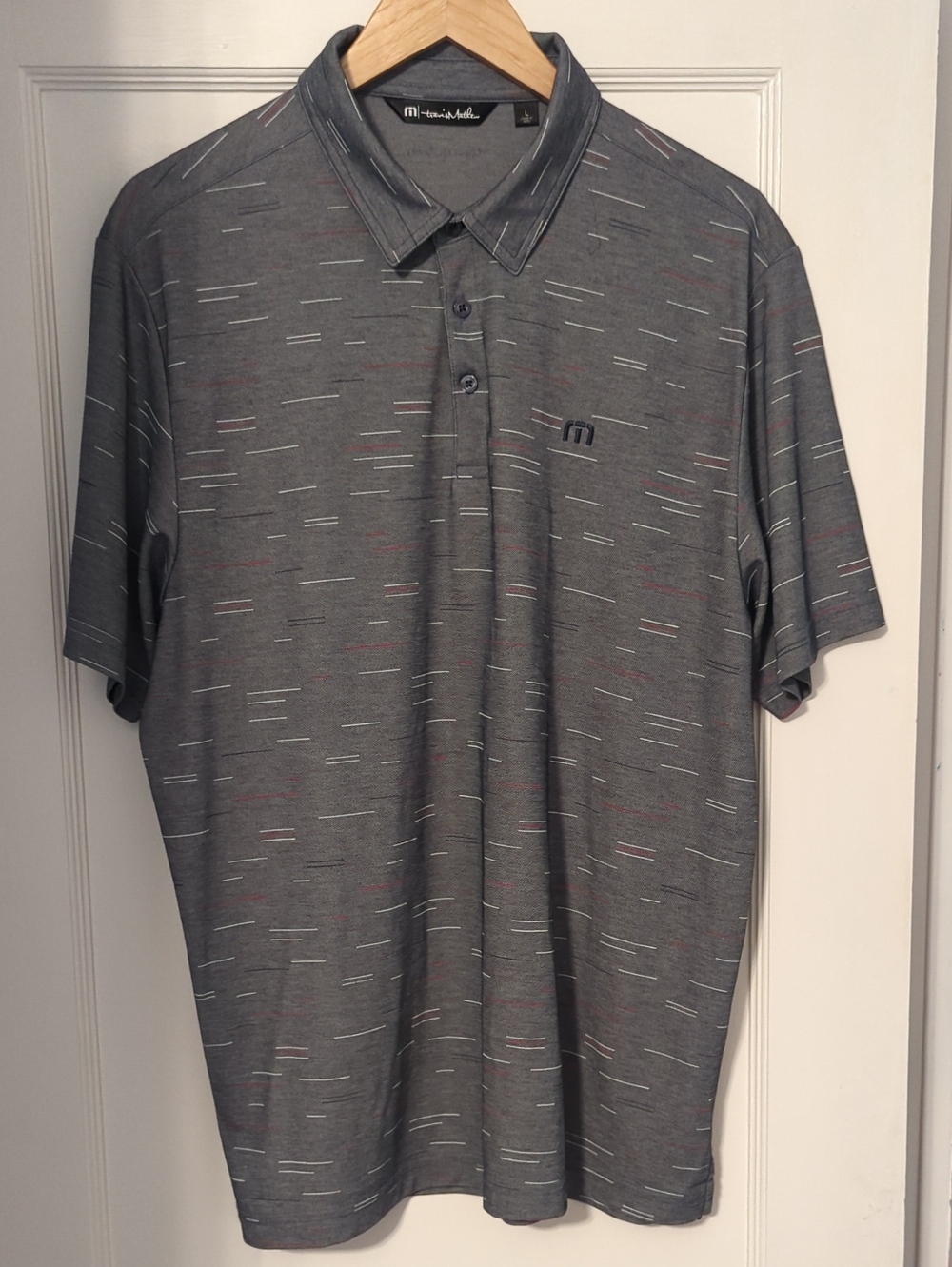 Travis Mathew Heather Gray Short-Sleeve Polo with Subtle Stripe Accents
